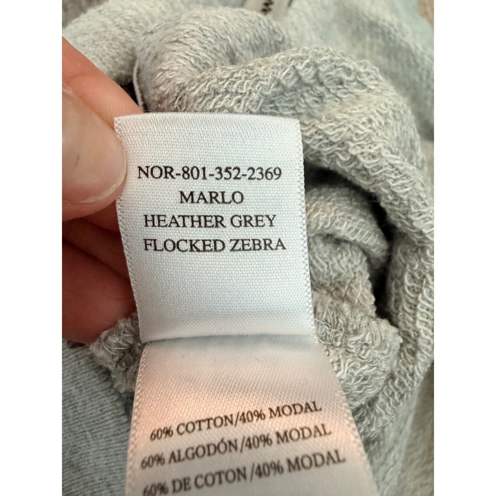 Rails Marlo Heather Grey Flocked Zebra Sweatshirt Side Zip Women's Medium - Picture 5 of 13